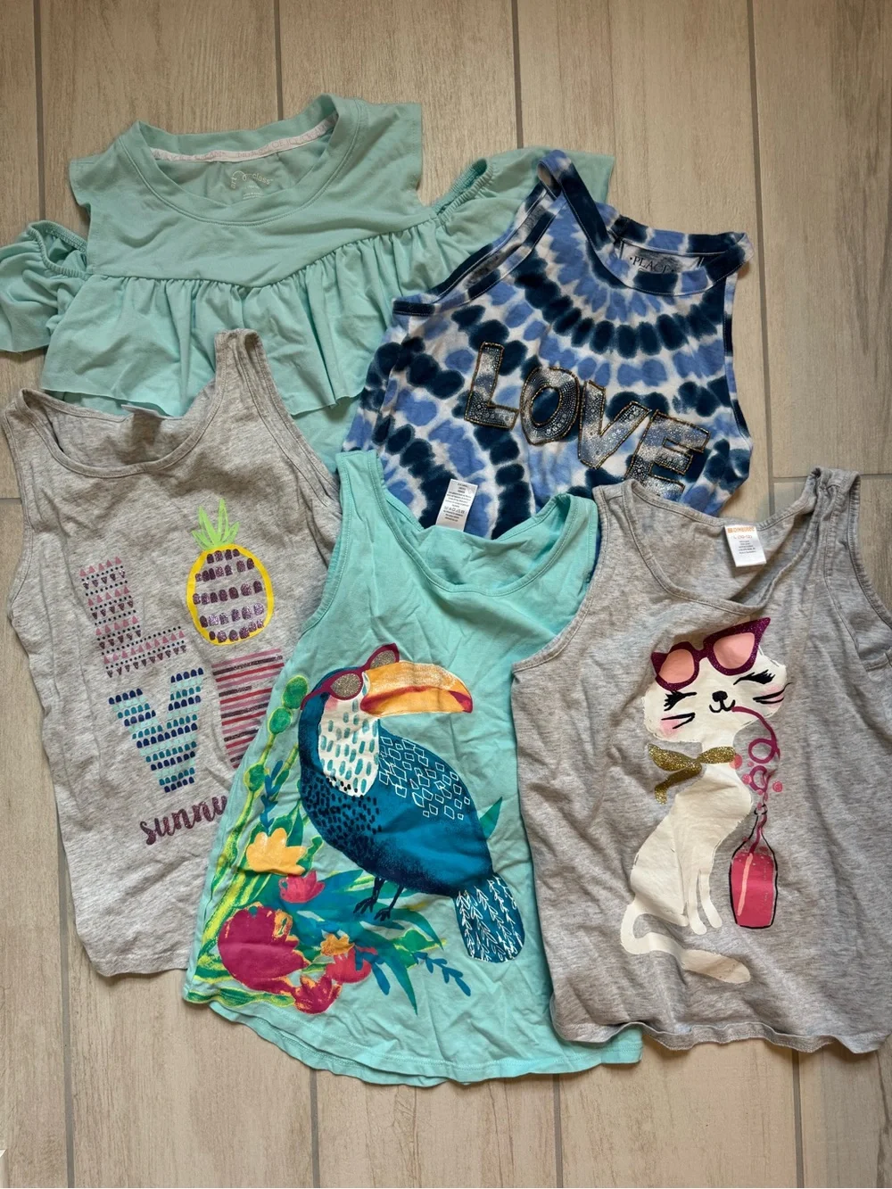 5 piece bundle Gymboree Girls Tank Top Mix - Aqua, Gray, Blue